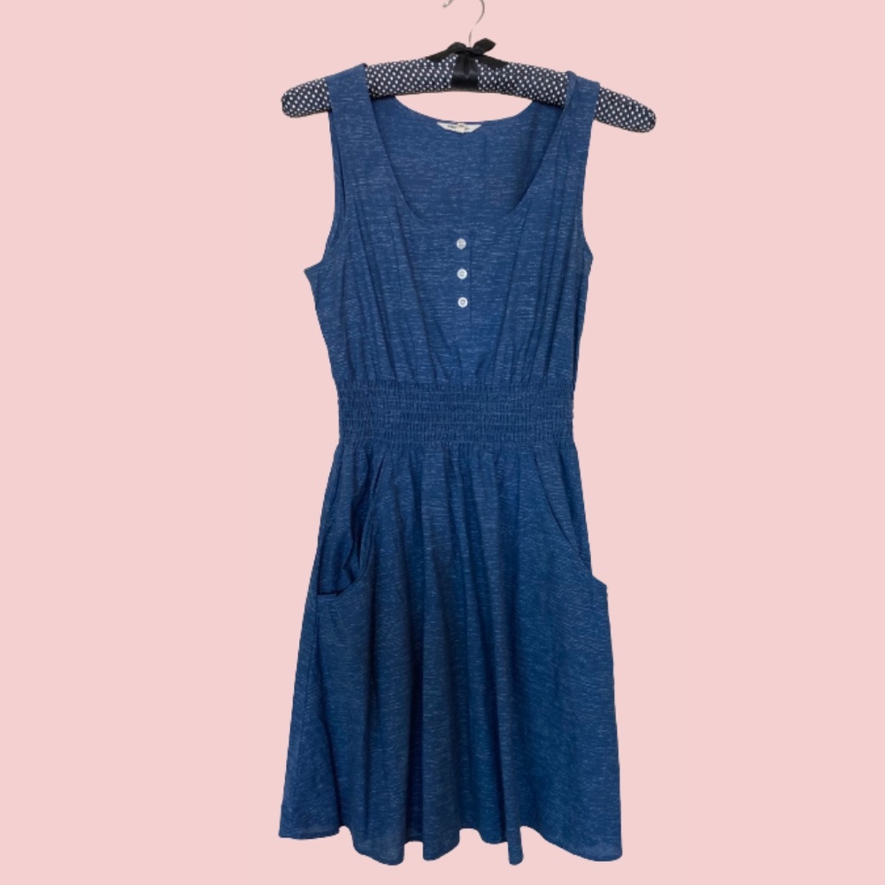 Bridge & Burn Lindsey short sleeve dress navy slub